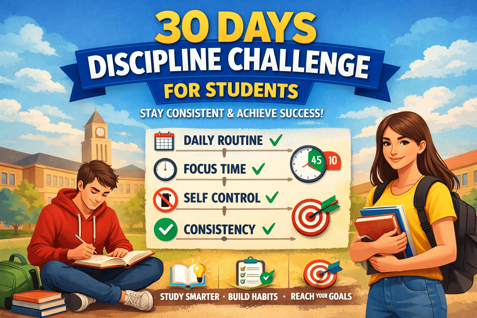 30 Days Discipline Challenge for Students: How to Stay Consistent and Win Academically